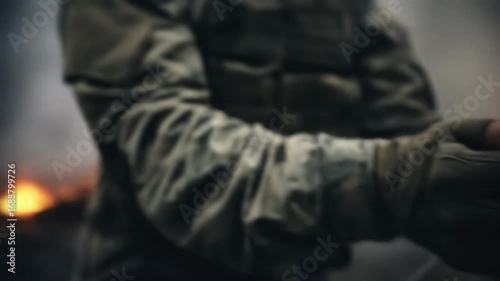 A pair of hands gently holds a white dove. The sparks in the background suggest a concept of peace and hope in times of conflict
