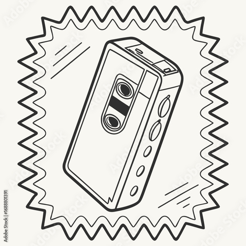 Retro Audio Player Illustration: A stylized illustration of a classic portable audio player, reminiscent of the 80s and 90s, evoking a sense of nostalgia for a bygone era.