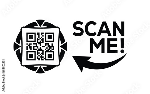 QR code scan icon set. Scan me frame. QR code scan for smartphone. QR code for mobile app, payment and identification. Vector illustration.