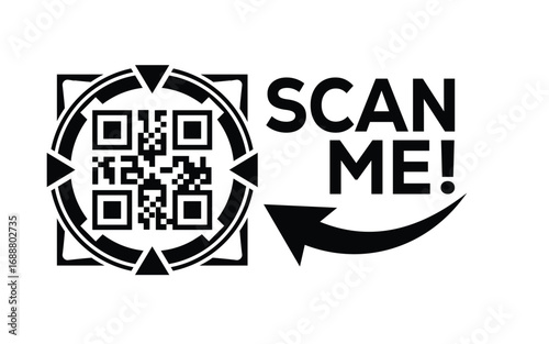 QR code scan icon set. Scan me frame. QR code scan for smartphone. QR code for mobile app, payment and identification. Vector illustration.