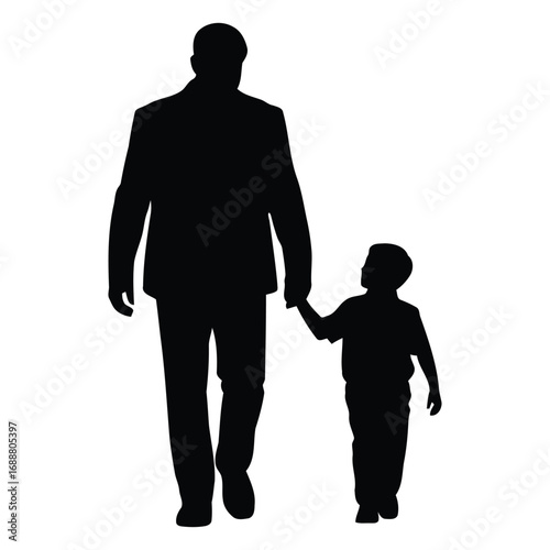 Father and Son Silhouette Vector – Family Bond Illustration