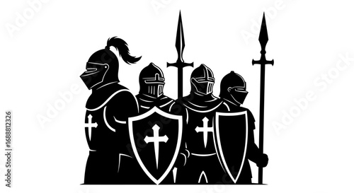 Vector Knight Templar Warrior Silhouettes