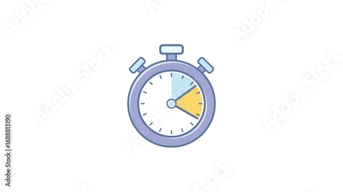 Modern animated vector illustration of a stopwatch and timer. Suitable for sports, productivity, countdowns, schedules, and time-related projects. Clean, simple, and versatile design perfect for apps,