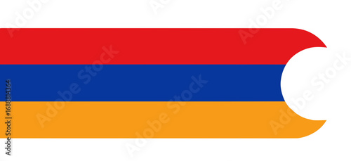 The national flag of armenia displayed with a unique curved edge against a black background