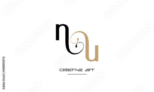 NU, UN, N, U abstract letters logo monogram