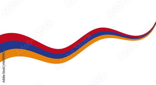 Abstract wavy ribbon in the colors of the armenian flag against a black background