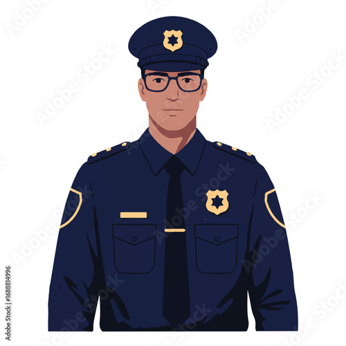 Vigilant Security or Law Enforcement Official - Flat 2D Vector Illustration of Public Safety, Protection, and Governmental Authority