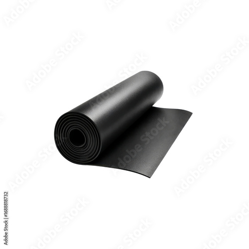 Rolled Black Rubber Sheet - Industrial Material Texture