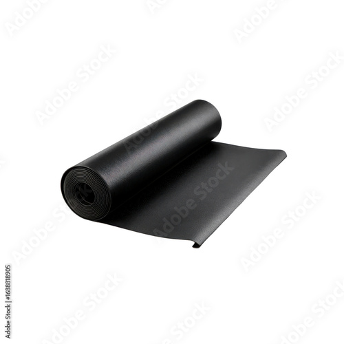 Rolled Black Rubber Sheet Material, Industrial Texture