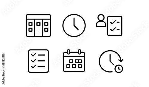 Minimalist icons for scheduling and time management