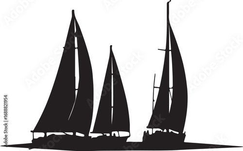 Vector Sailboat Yacht Silhouettes

