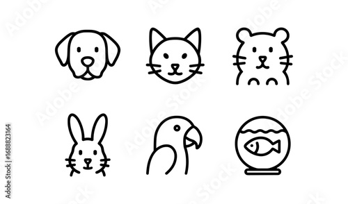 Minimalistic animal faces in linear style