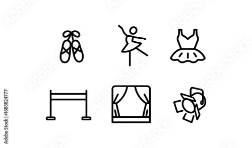 Ballet icons collection: minimalist linear design for dance enthusiasts