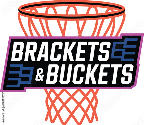 Basketball brackets and buckets logo design isolated on transparent background