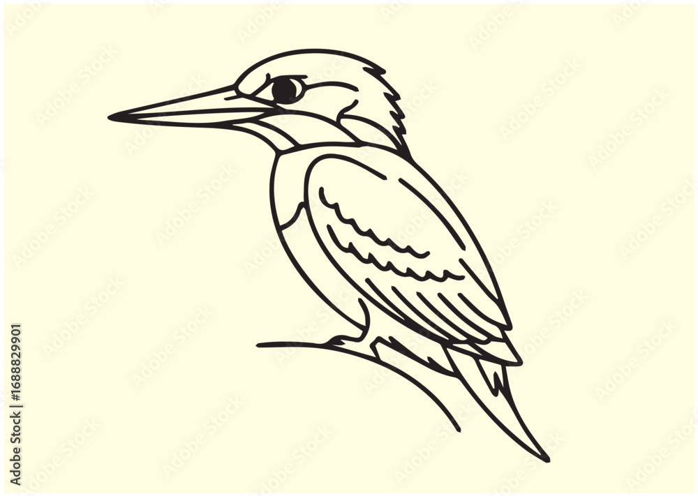 Obraz premium Kingfisher Line art Vector design