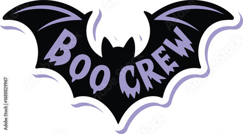 Cute halloween bat boo crew graphic isolated on transparent background