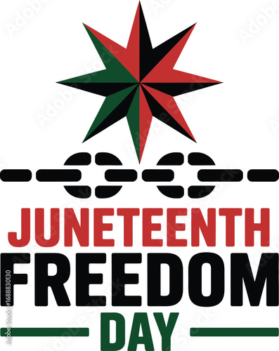 Juneteenth freedom day star and broken chains isolated on transparent background