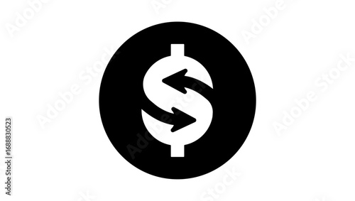 money transfer symbol, black isolated silhouette
