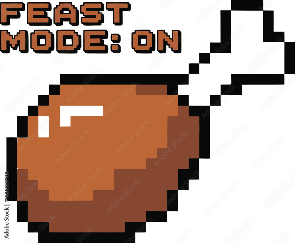 Obraz premium Pixel art turkey leg feast mode on transparent background isolated on transparent background