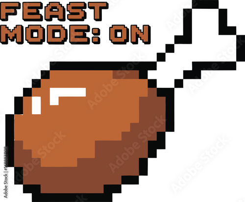 Pixel art turkey leg feast mode on transparent background isolated on transparent background