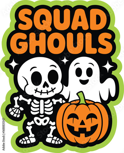 Halloween ghouls characters group isolated on transparent background