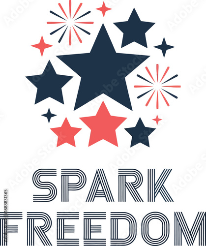 Stars and sparklers symbolizing freedom isolated on transparent background