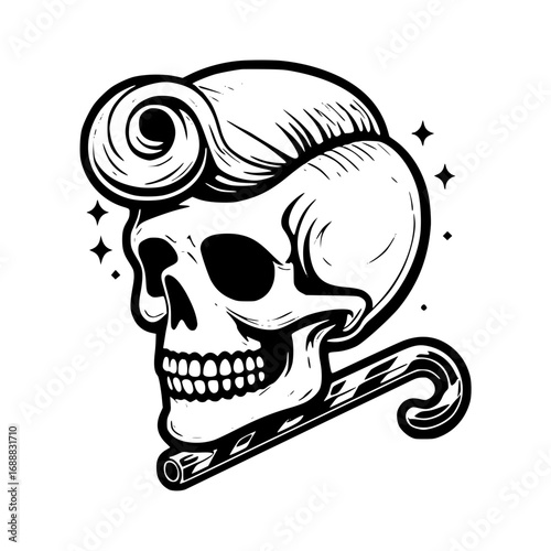 Skull with pompadour, a vintage and cool design