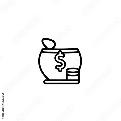 Black line icon for savings