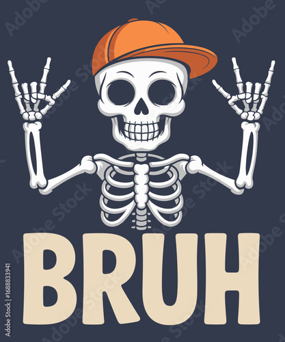 Cool Bruh Skeleton Rock On Halloween