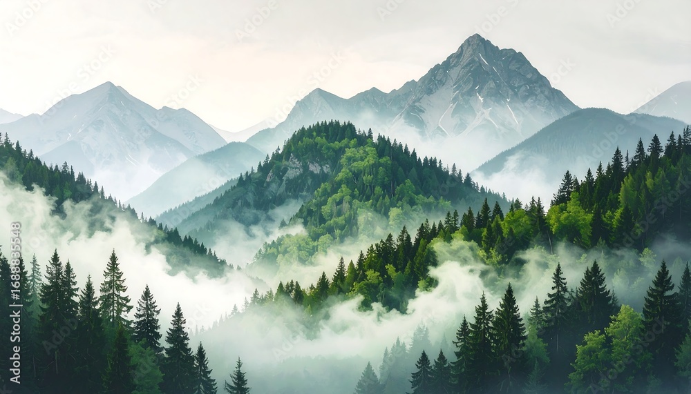 Obraz premium Misty mountain range (2)