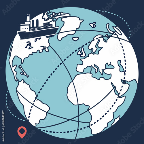 Global Shipping Route Illustration