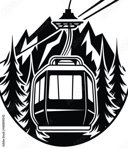 Urban tramway vector illustration of a city cable car transportation