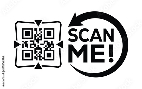 QR code scan icon set. Scan me frame. QR code scan for smartphone. QR code for mobile app, payment and identification. Vector illustration.