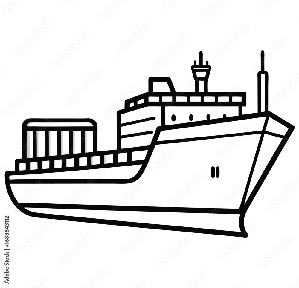 Fototapeta premium Vector illustration of a nautical vessel for sea cruise and cargo shipping