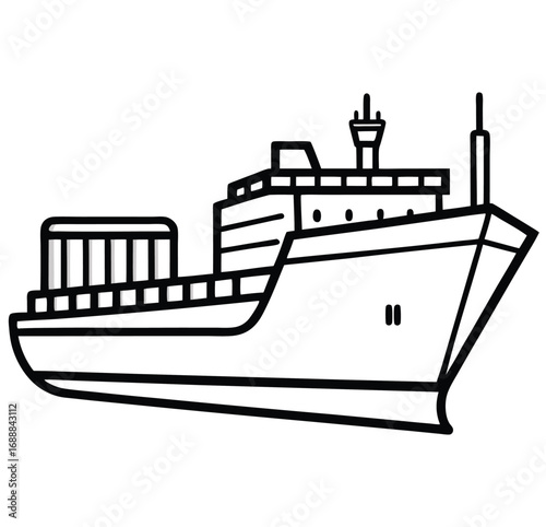 Vector illustration of a nautical vessel for sea cruise and cargo shipping