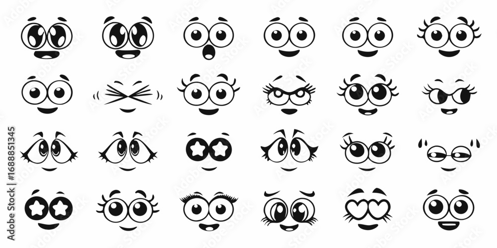 Collection of diverse cartoon faces expressing various emotions and expressions Collection of diverse cartoon faces expressing various emotions and expressions