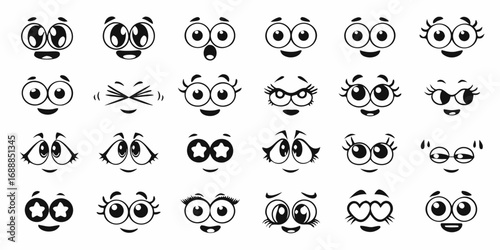 Collection of diverse cartoon faces expressing various emotions and expressions