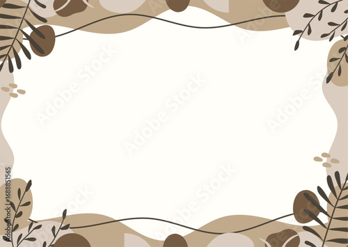 Botanical boho aesthetic blob shapes frame