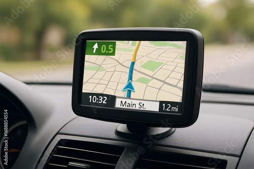 gps navigation device on car dashboard