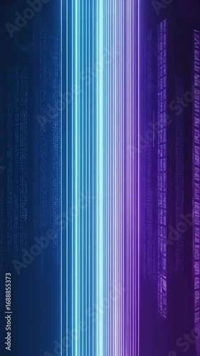 Abstract composition with neon lines in blue, cyan, and purple, and a dark background