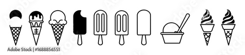 A Collection of Various Ice Cream Icons and Illustrations