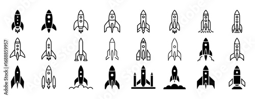Collection of Rocket Icons: From Classic to Modern Spacecraft Designs