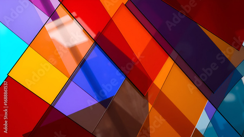 Colorful plexiglass sheets creating an abstract composition