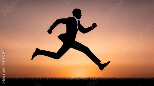 Wallpaper Mural Businessman in suit jumping for financial success at sunrise dynamic silhouette motivational scene Torontodigital.ca