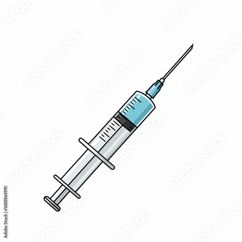 Medical Syringe with Needle Vector Illustration