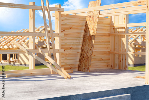 Construction of wooden hous...