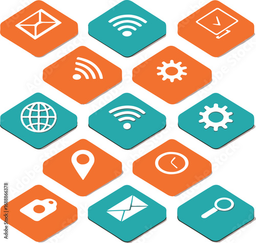 Digital Icons: WiFi, Lock, Location, Clock, and More