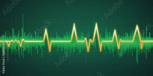 The vibrant green wave on a medical monitor illustrates a healthy heartbeat, a vital sign of life in a cardiogram