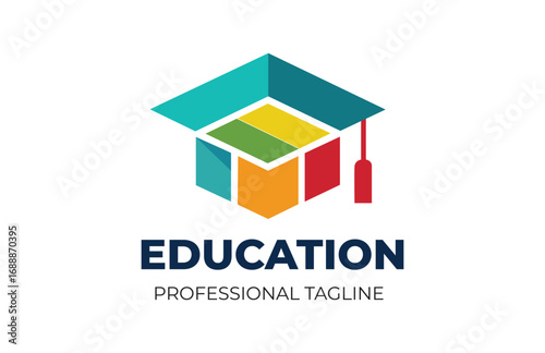Minimalist Education Logo | Book, Graduation & Knowledge Symbol