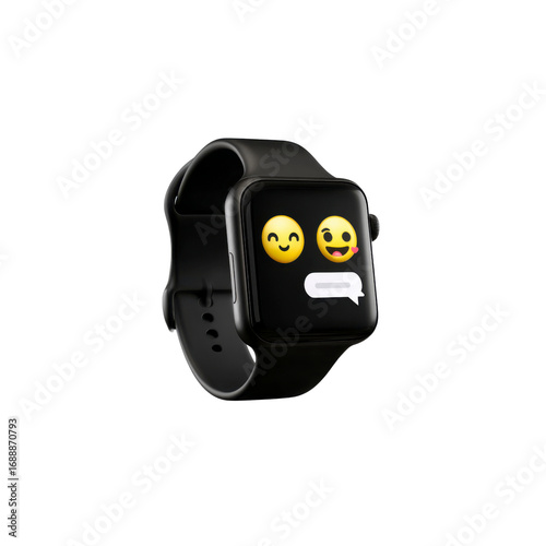 Smartwatch Displaying Emojis and Text Message - Modern Communication Technology